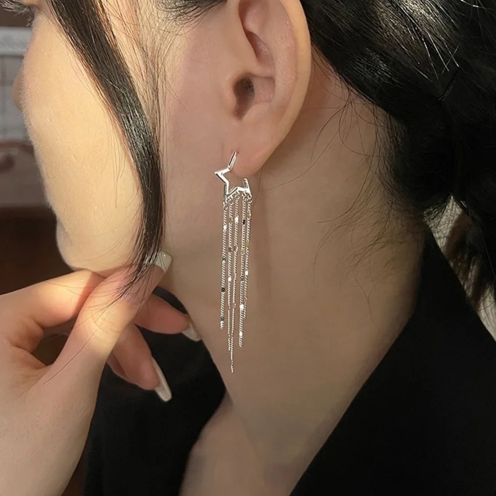 New Sterling Silver 925 star tassel stud earrings set